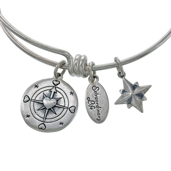 Footnotes Sterling Silver 925 Go Confidently Quote Charm Slide Bracelet 7.5" - Picture 2 of 6